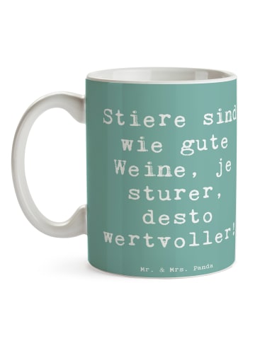 Mr. & Mrs. Panda Kaffeetasse Spruch Sturer Stier mit Spruch in Meeresbrise