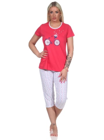 NORMANN Capri Pyjama Schlafanzug und Punkten in rot