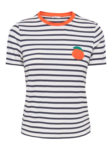 ONLY Gestreiftes T-Shirt Herzdetail und Kontrastsaum in Gelb