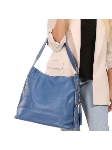 Toscanto Leder Schultertasche Toscanto Tasche jeansblau ca. 40cm