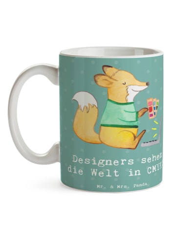 Mr. & Mrs. Panda Kaffeepott CMYK Designer mit Spruch in Meeresbrise