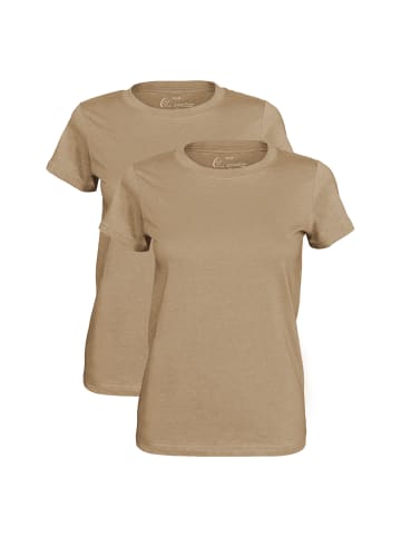 Cotton Prime® 2 Stück Damen T-Shirt O-Neck - Tee in greige