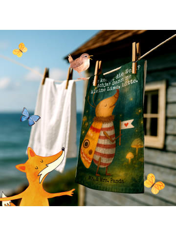 Mr. & Mrs. Panda Handtuch Nachtfalter Fähnchen Design mit Spruch in Weiß