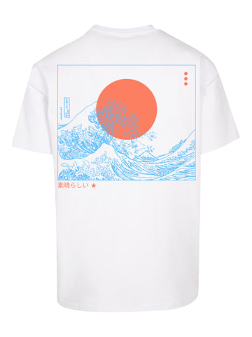 F4NT4STIC Herren T-Shirt Oversized PLUS SIZE Kanagawa Welle in weiß