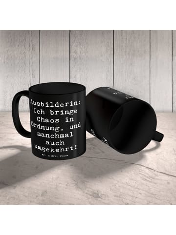 Mr. & Mrs. Panda Pott Spruch Ausbilderin Chaos Ordnung mit Spruch in Schwarz