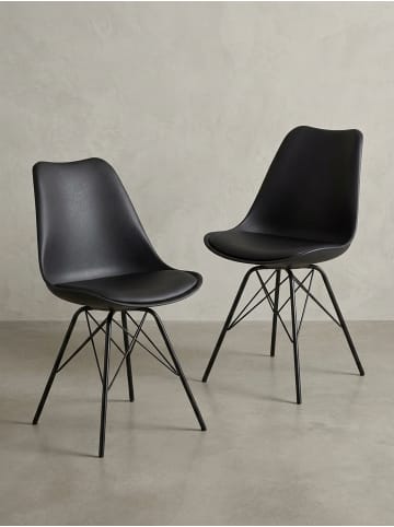 KADIMA DESIGN Skandinavische Esszimmerstühle, 2er Set, Samt oder Kunststoff in Schwarz