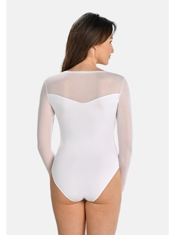 Teyli Bodysuit aus Viskose mit Netzanteil Wiillow in weiß
