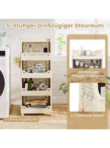 COSTWAY Rollwagen faltbar 44,5 x 30 x 74,5 cm in Beige