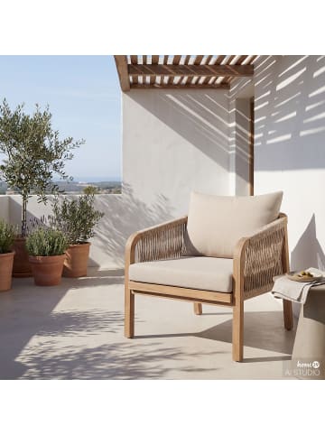 home24 Loungesessel Mori in Gestell: Akazie BraunBezug & Geflecht: Beige