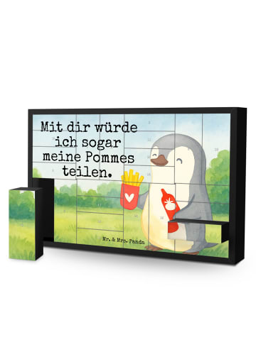 Mr. & Mrs. Panda Adventskalender Pinguin Pommes Design mit Spruch in Weiß