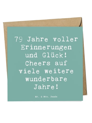 Mr. & Mrs. Panda Geschenkkarte Spruch 79. Geburtstag Erinnerunge... in Meeresbrise