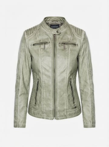 KOROSHI Damen-bikerjacke aus kunstleder in khaki