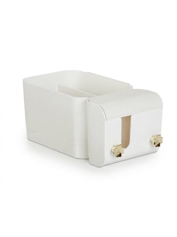 relaxdays Kosmetik Organizer in Weiß/ Gold - (B)24 x (H)10 x (T)12,5 cm