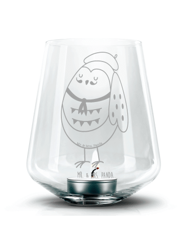 Mr. & Mrs. Panda Gravur Teelicht Eule Frankreich ohne Spruch in Transparent