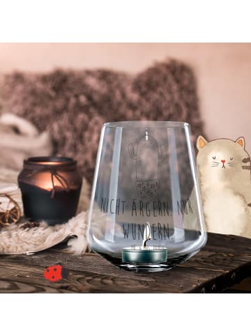 Mr. & Mrs. Panda Windlicht Glas Kaktus Wut mit Spruch in Transparent