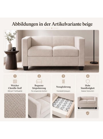 MCW 2er Sofa Lille Chenille (260g/m²), Dunkelgrau