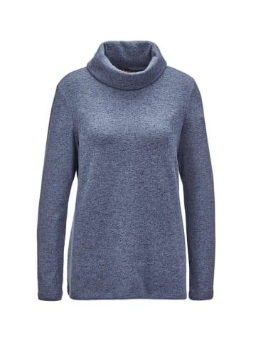 GOLDNER Kurzgröße: Flauschig weiches Rollkragenshirt in Strickoptik in marine / melange