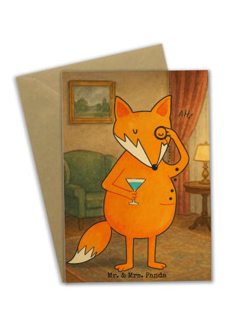 Mr. & Mrs. Panda Klappkarte Fuchs Lord Design ohne Spruch in Weiß