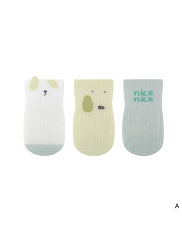 MUNADUNA 3er-Set 'Hündchen' Rutschfeste Baby-Sommersocken/Bodensocken