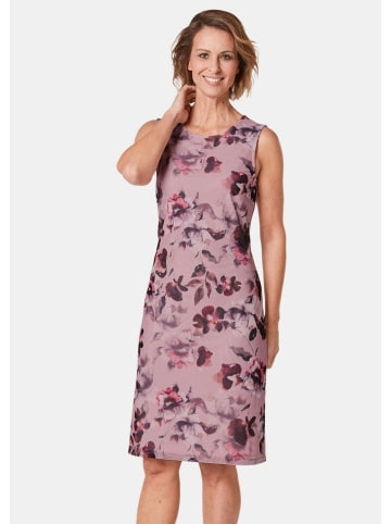 GOLDNER Kurzgröße:  Kleid Elegantes Kleid aus weichem Mesh in rosenquarz / purpur / gemustert