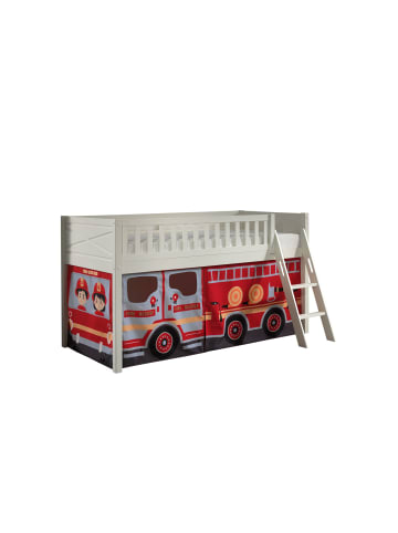 58 aufm Kessel KINDERBETT Karyl 208x114x135 Massivholz Weiß Textilset Feuerwehr