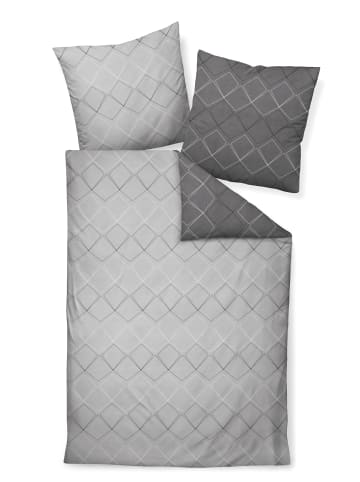 Janine Satin Bettwäsche J.D - geometrisches Muster, anthrazit platin  in grau