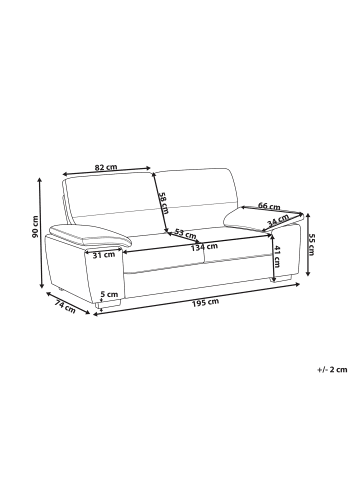 Beliani 3-Sitzer Sofa VOGAR in Beige/Schwarz - (W) 195 x (H) 90 x (L) 74 cm