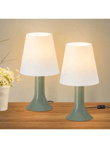 ZMH 2er-Set Tischleuchte E14 in grün Moderne Kunststoff