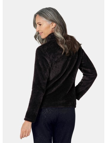 GOLDNER Kurzgröße:  Teddyjacke mit Glanzeffekt in schwarz