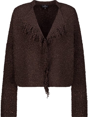 monari Stilvolle Strickjacke mit Webstruktur und Pailletten in Dark Chocolate