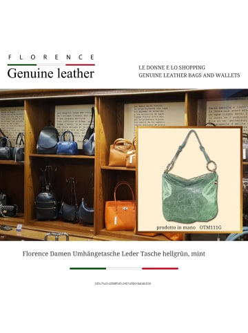 Florence Leder Umhängetasche Florence Tasche hellgrün, mint ca. 33cm