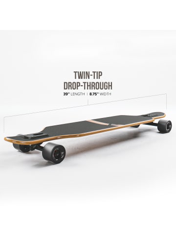 Apollo Twin Tip DT Fiberglas Longboard " Black Bali Power Slide " in holz/schwarz/weiß