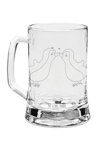 Mr. & Mrs. Panda Bierhumpen Pinguine Kuss ohne Spruch in Transparent