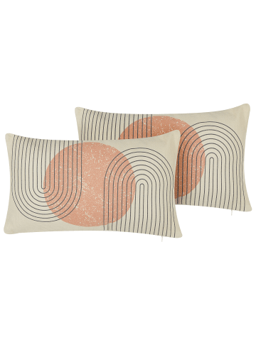 Beliani 2er-Set Dekokissen GERBERA in Beige/Bunt