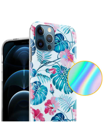 cadorabo Hülle für Apple iPhone 12 PRO MAX Blumen Muster in SCHILDKRÖTENBLÄTTER