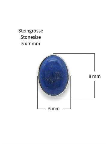 mantraroma 925er Silber - Ohrstecker (L) 8 x (B) 6 mm mit Lapis Lazuli