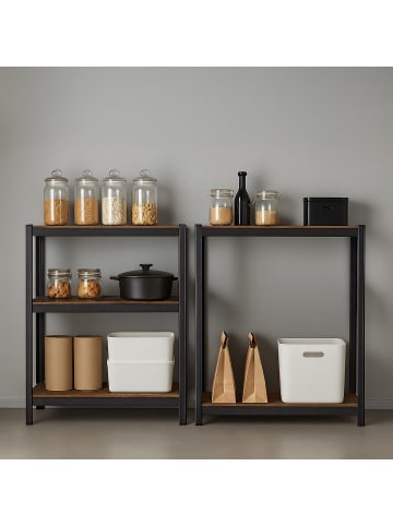 relaxdays Schwerlastregal in Schwarz/ Braun - (B)60 x (H)180 x (T)30 cm