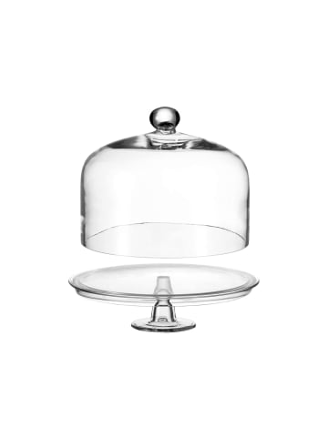 LEONARDO 2er Set Torten-Platte mit Glasglocke in transparent