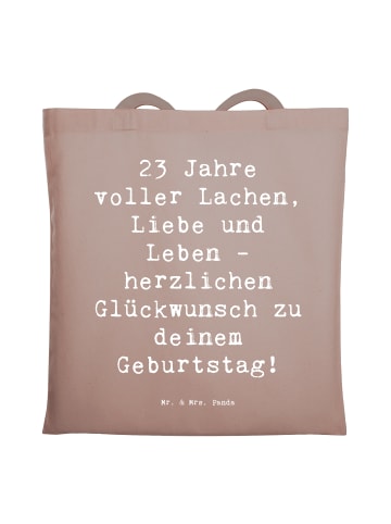 Mr. & Mrs. Panda Stofftasche Spruch 23. Geburtstag mit Spruch in Braun Pastell