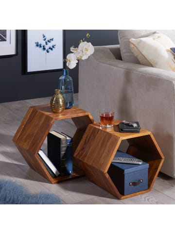 KADIMA DESIGN Beistelltisch 2er Set Massivholz Design Wohnzimmertisch,