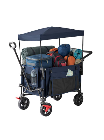 relaxdays Bollerwagen in Blau - (B)54 x (H)131 x (T)97 cm