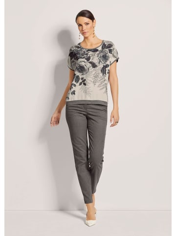 MADELEINE Rundhals-Shirt im Material-Mix in graumelange / multicolor