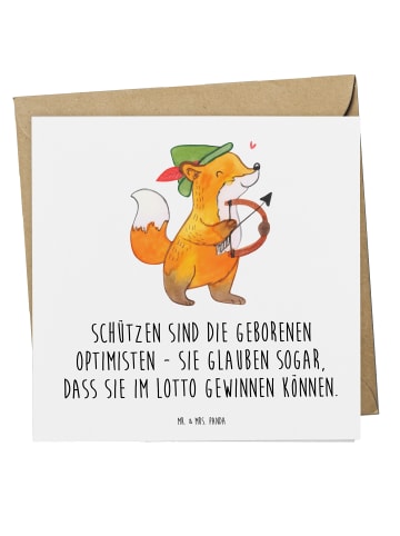 Mr. & Mrs. Panda Grußkarte Schütze Optimist mit Spruch in Weiß