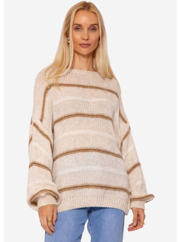 SASSYCLASSY Oversize Strick-Pullover in Hellbeige, Camel, Offwhite