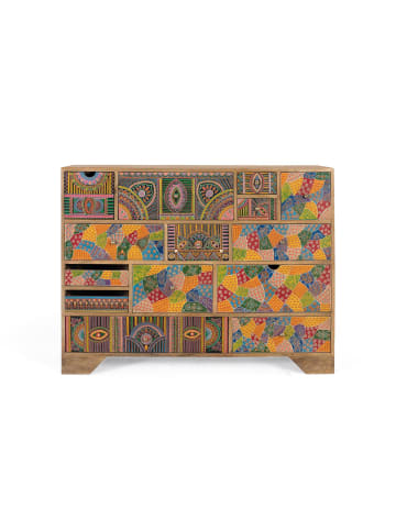 Giner y Colomer Kommode aus Mangoholz mit handbemalten Details 120 cm in Multicolored