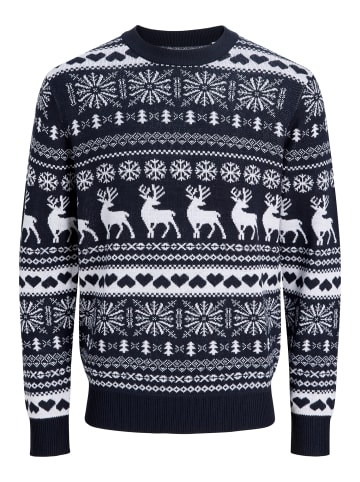 JACK & JONES Junior Weihnachtspullover Strickpullover Jjxmas in navy blazer cloud dancer