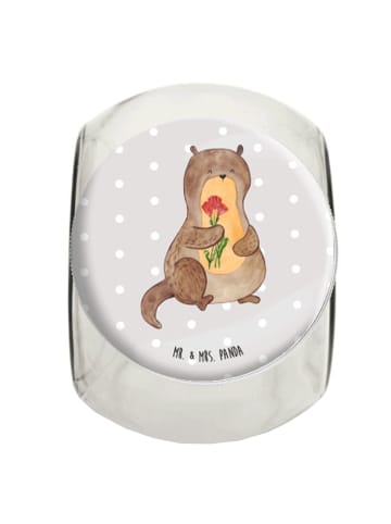 Mr. & Mrs. Panda Kaffeedose Otter Blumenstrauß ohne Spruch in Grau Pastell