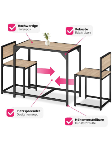 tectake Essgruppe 3-teilig, mit höhenverstellbaren Kunststofffüßen