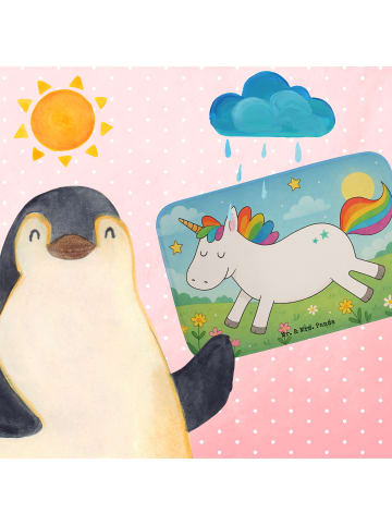 Mr. & Mrs. Panda Badezimmerteppich Einhorn Happy Design ohne Spruch in Weiß