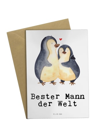 Mr. & Mrs. Panda Jubiläumskarte Pinguin Bester Mann der Welt mit... in Weiß
